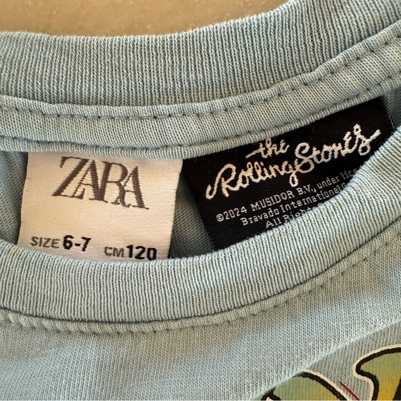 Zara Girls Washed Effect The Rolling Stones Graphic Tank Top Blue Size 6-7 - Picture 6 of 6